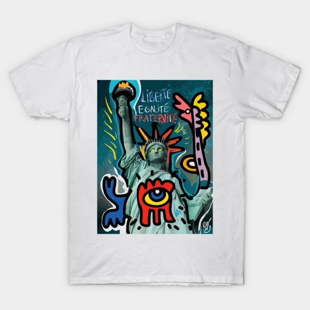 Liberty Égalité Fraternité Street art T-Shirt by signorino